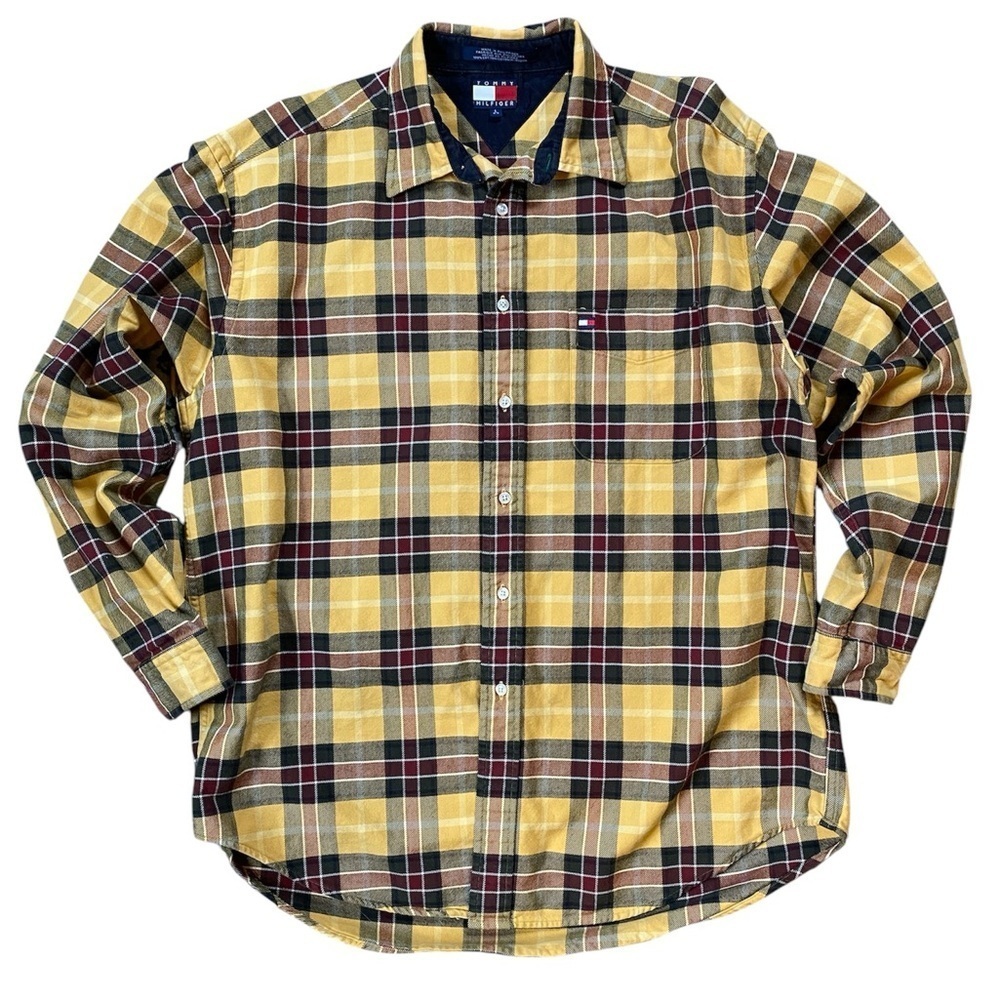 Vintage 90s Tommy Hilfiger Mid Weight Flannel Shirt Size Large